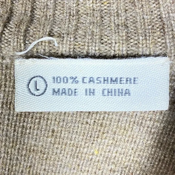 Neiman Marcus Cashmere Zip Up Knit Cardigan Sweater w Pockets Light Brown Large - Picture 3 of 6